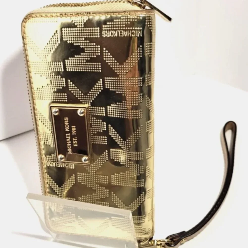 Michael Kors Jet Set Travel Continental Wristlet Wallet Gold